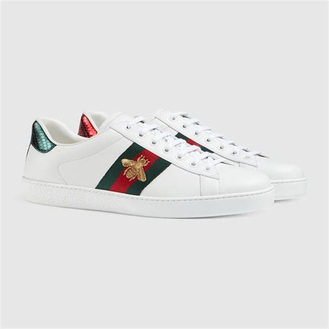 Men's Ace Sneaker White Leather With Bee .